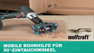 Mobile Bohrhilfe für Forstner und Zylinderbohrer Für exakte 90°Eintauchwinkel  wolfcraft [upl. by Stortz571]