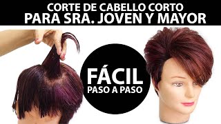 COMO CORTAR EL CABELLO CORTO DE SRA JOVEN Y MAYORFACIL HOW TO CUT THE SHORT HAIR OF MRS YOUNG [upl. by Redyr702]