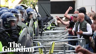 Rightwing protesters clash with police in London [upl. by Ereynihc]