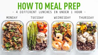 How To Meal Prep 4 Different Lunches In Under 1 Hour [upl. by Shieh]