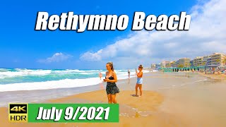 Rethymno Beach Walking tour Crete Greece 2021 4k UHD [upl. by Euqor]